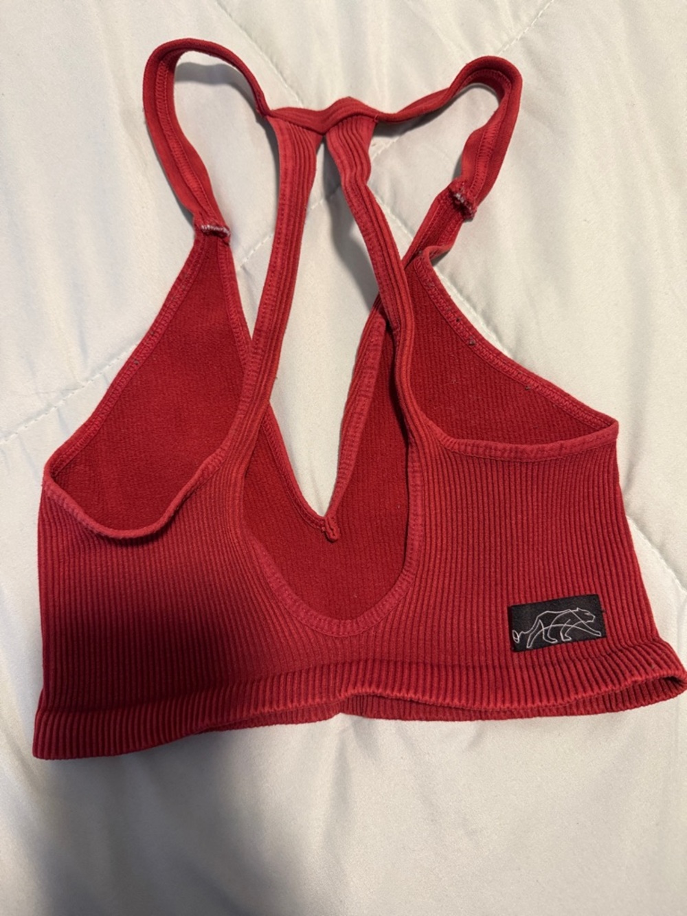 Tiger Friday Ribbed Red Racerback Bralette - Picture 2 of 3